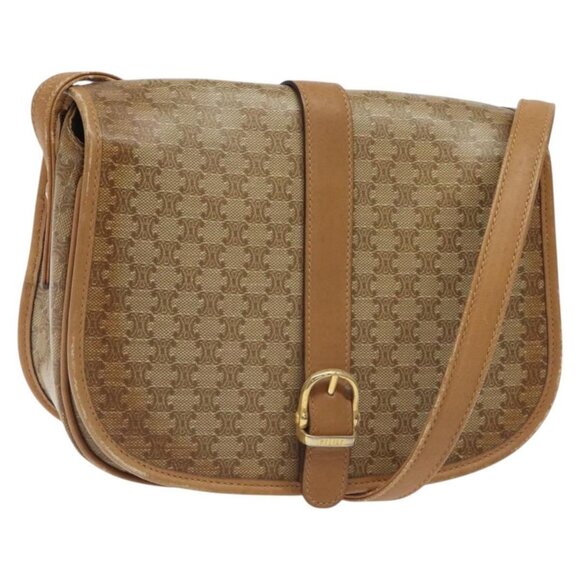 CELINE Macadam Canvas Shoulder Bag PVC Beige Gold Auth - Picture 2 of 16